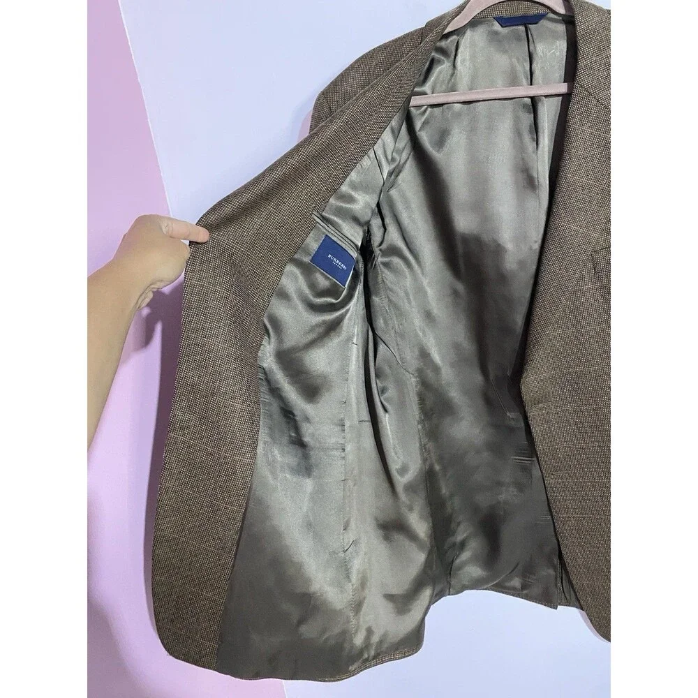 Burberry Blazer‎ Mens 46L Burberry Blue Wool Windowpane Corpcore Office Business